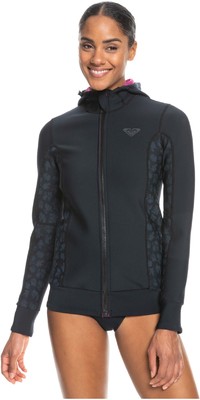 2024 Roxy Womens Swell Series 1mm Hooded Wetsuit Paddle Jacket ERJW803027 -Black